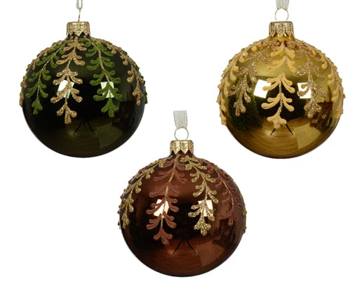 Palla Di Natale Shiny Vetro Decoro Rami 8 Cm 1 Pz