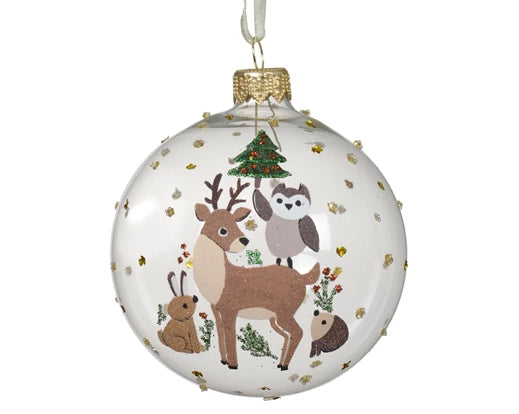 Palla Di Natale Vetro Decoro Renna 8 Cm