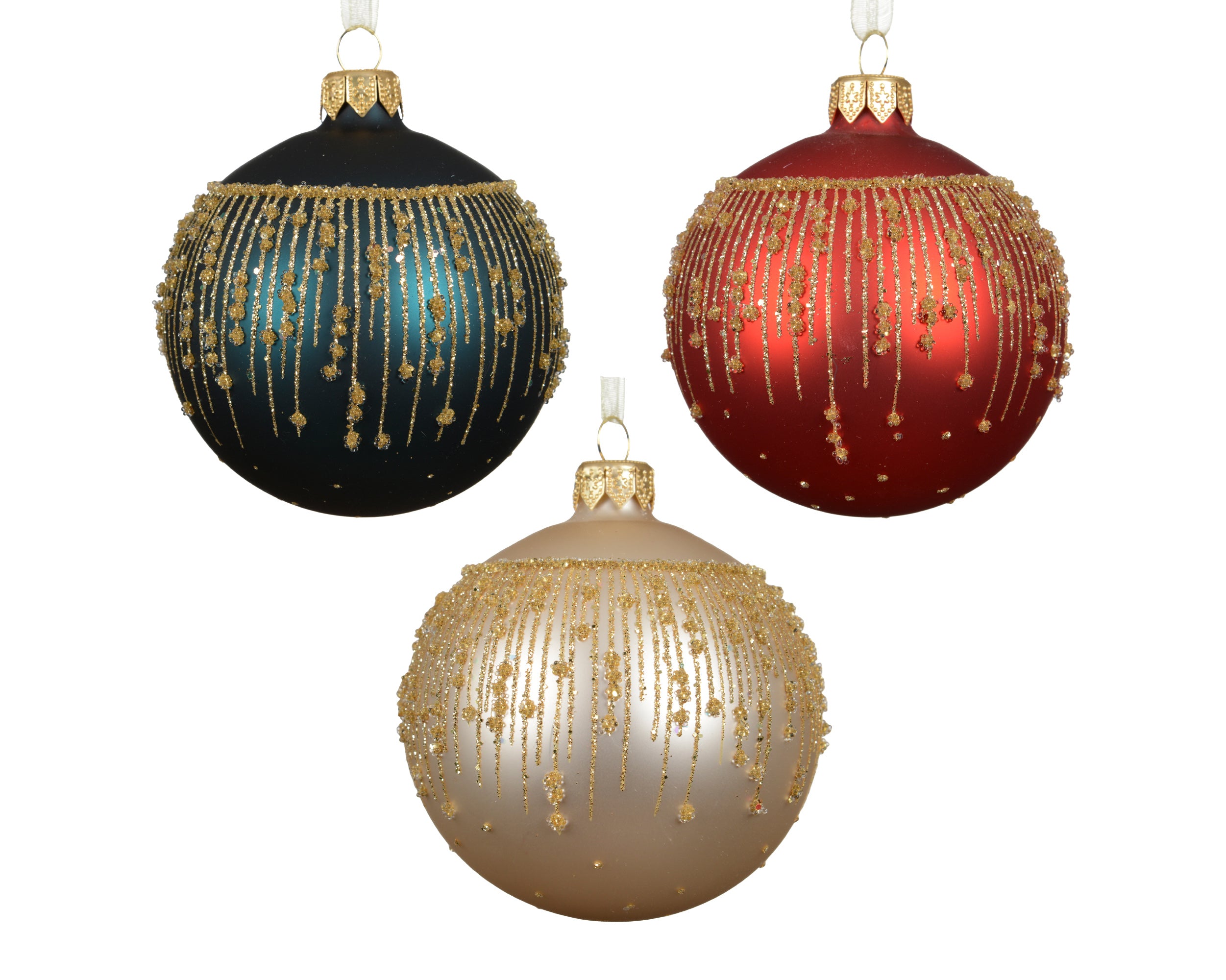 Palla Vetro D 8 Cm Decoro Pendente Oro 1 Pz