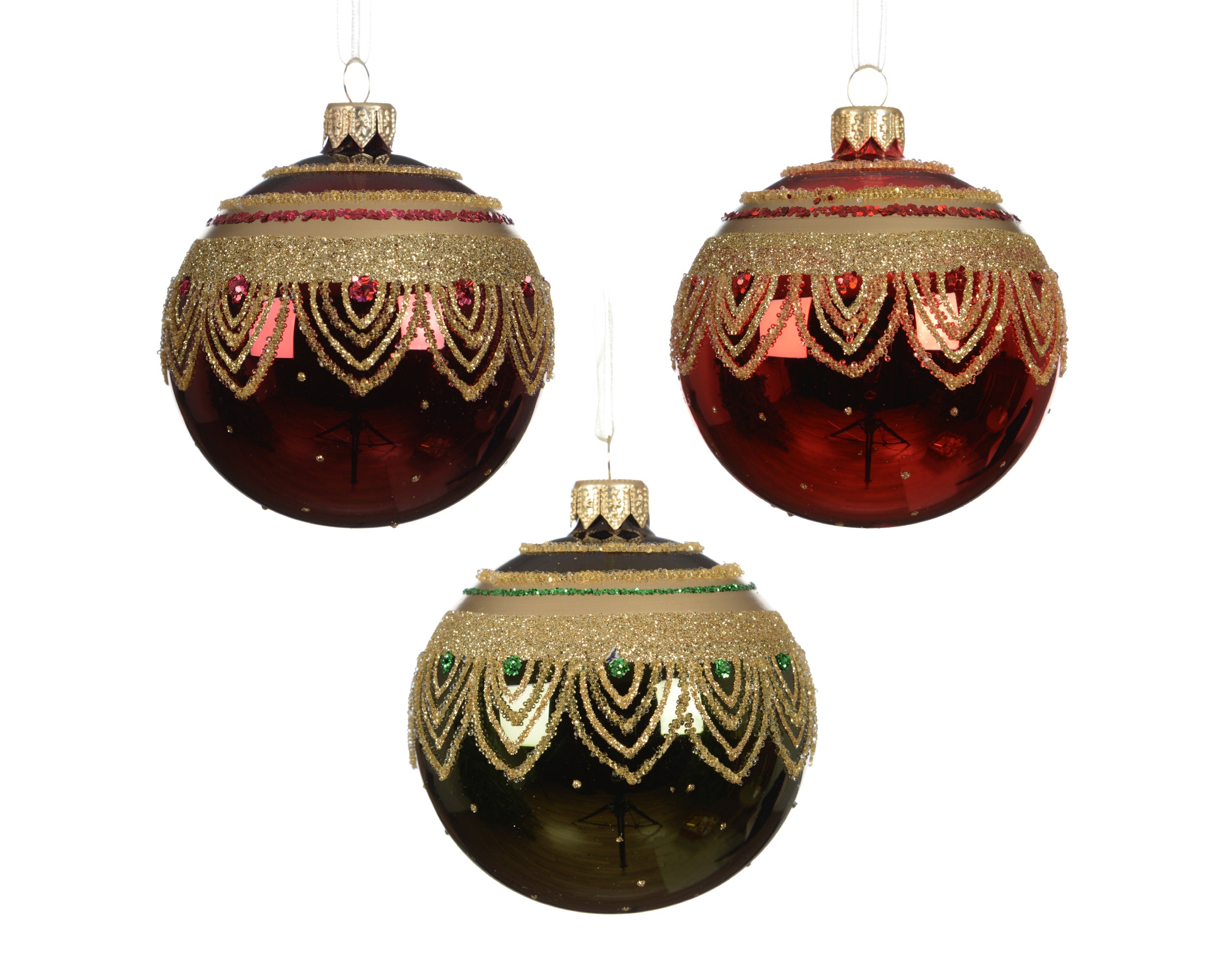 Palla Natale Vetro D 8 Cm Drappo Oro 1 Pz