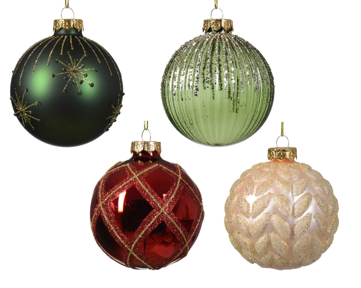 Palla Di Natale Vetro Multicolor Con Decorazioni 8 Cm 1 Pz