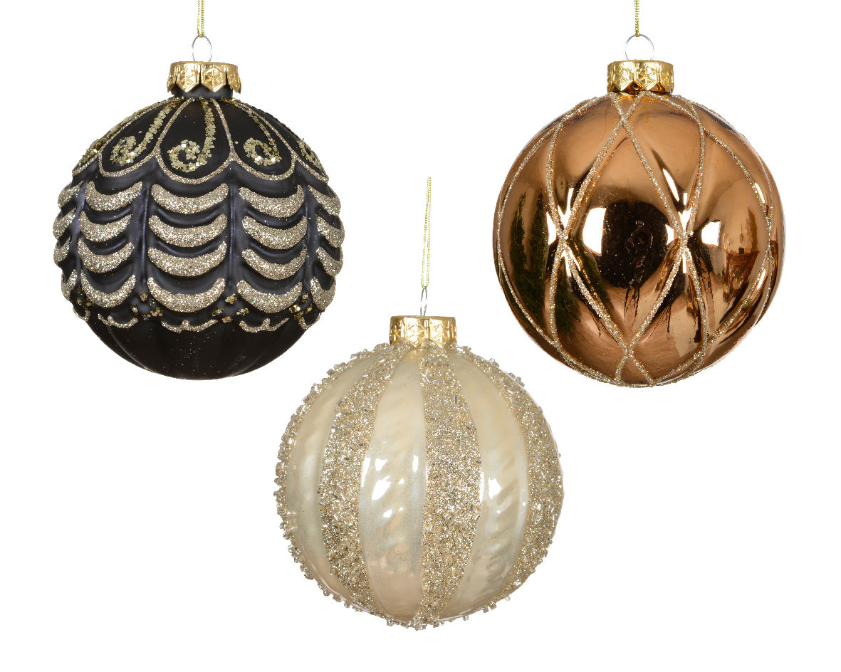 Sfera Vetro D 10 Cm Decoro Oro 1 Pezzo