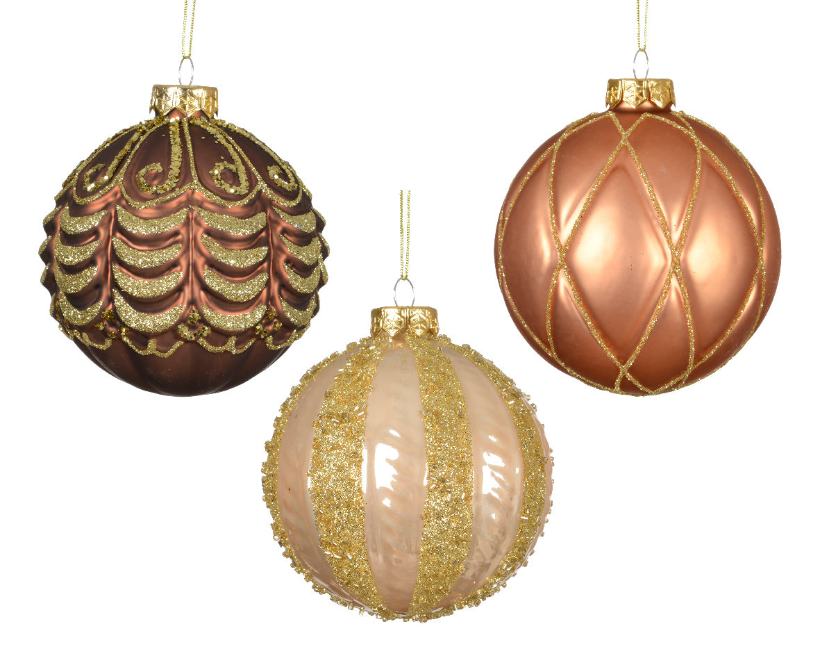 Sfera Vetro D 10 Cm Perla Decoro Oro 1 Pz
