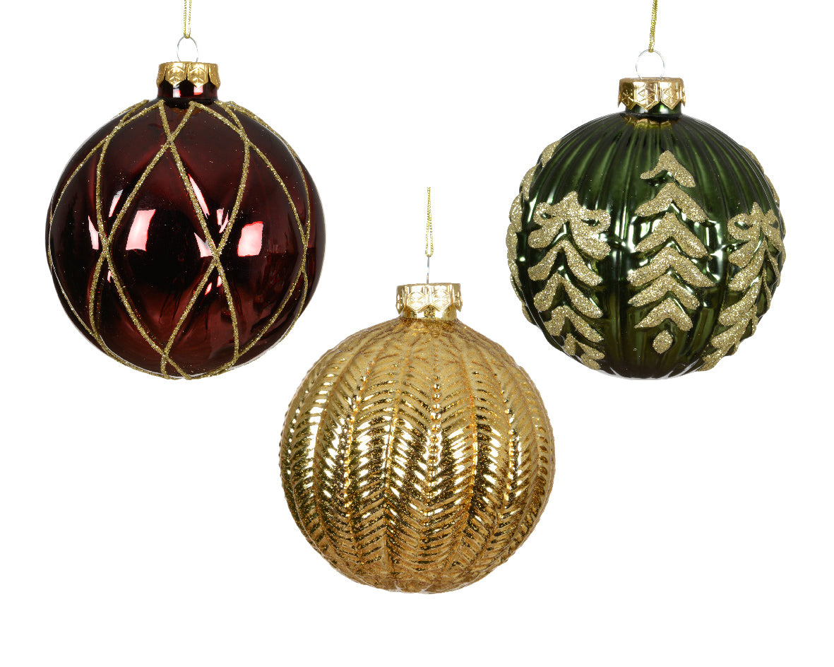 Sfera Vetro D 10 Cm Decoro Oro 1 Pezzo