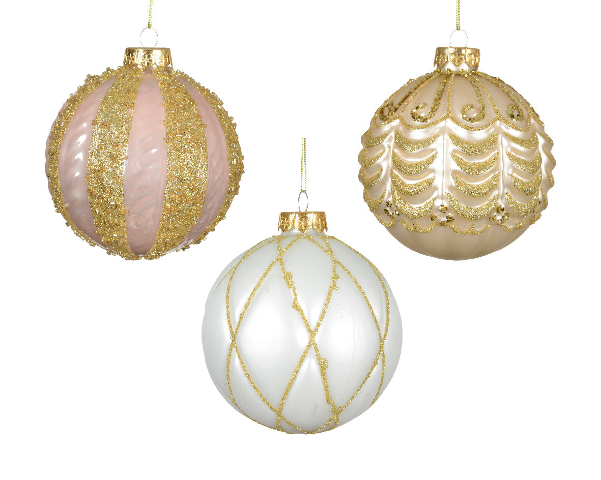 Sfera Vetro D 10 Cm Rossa Oro Bianca 1 Pz
