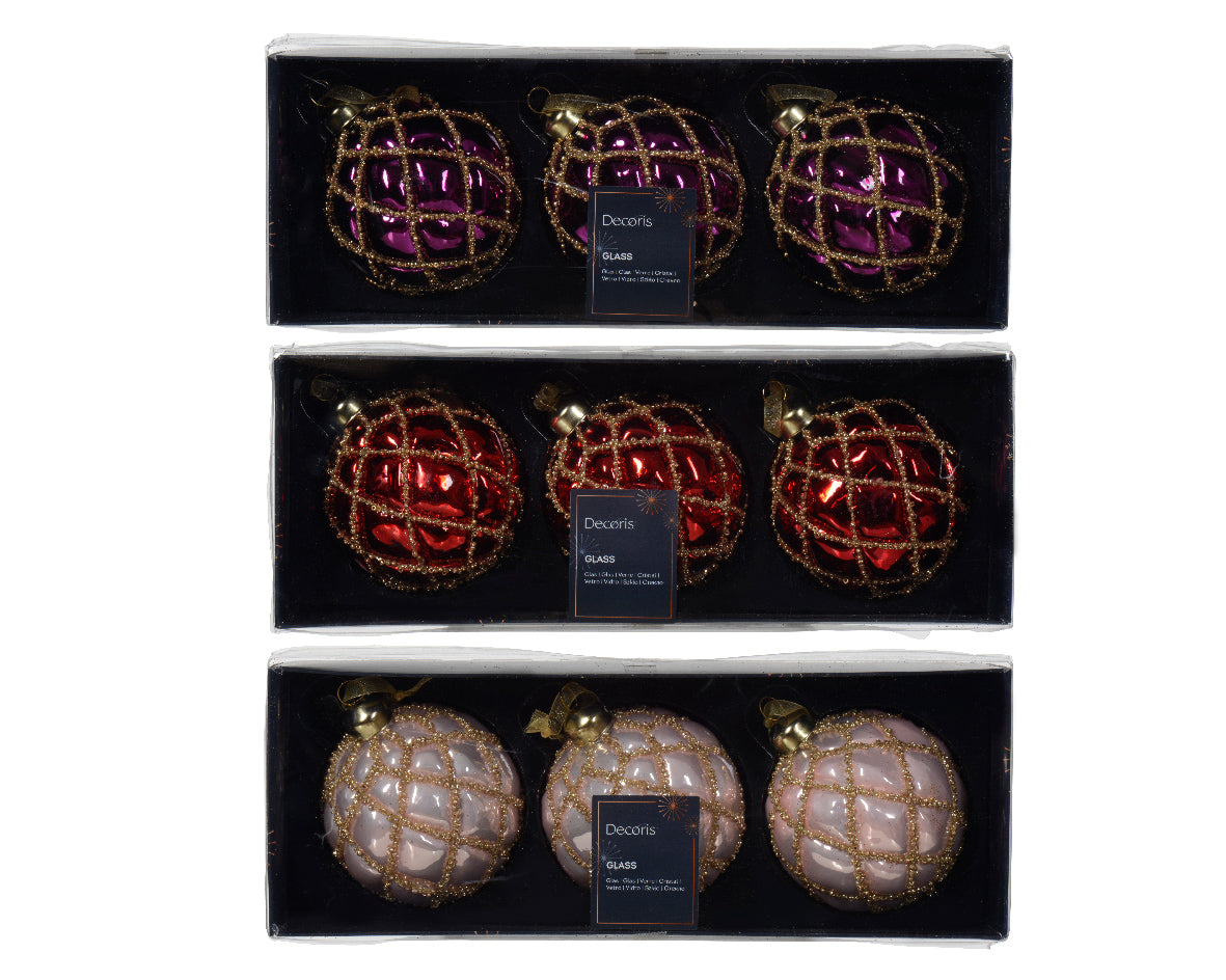 Box 3 Palle Di Natale Con Decorazione 8 Cm