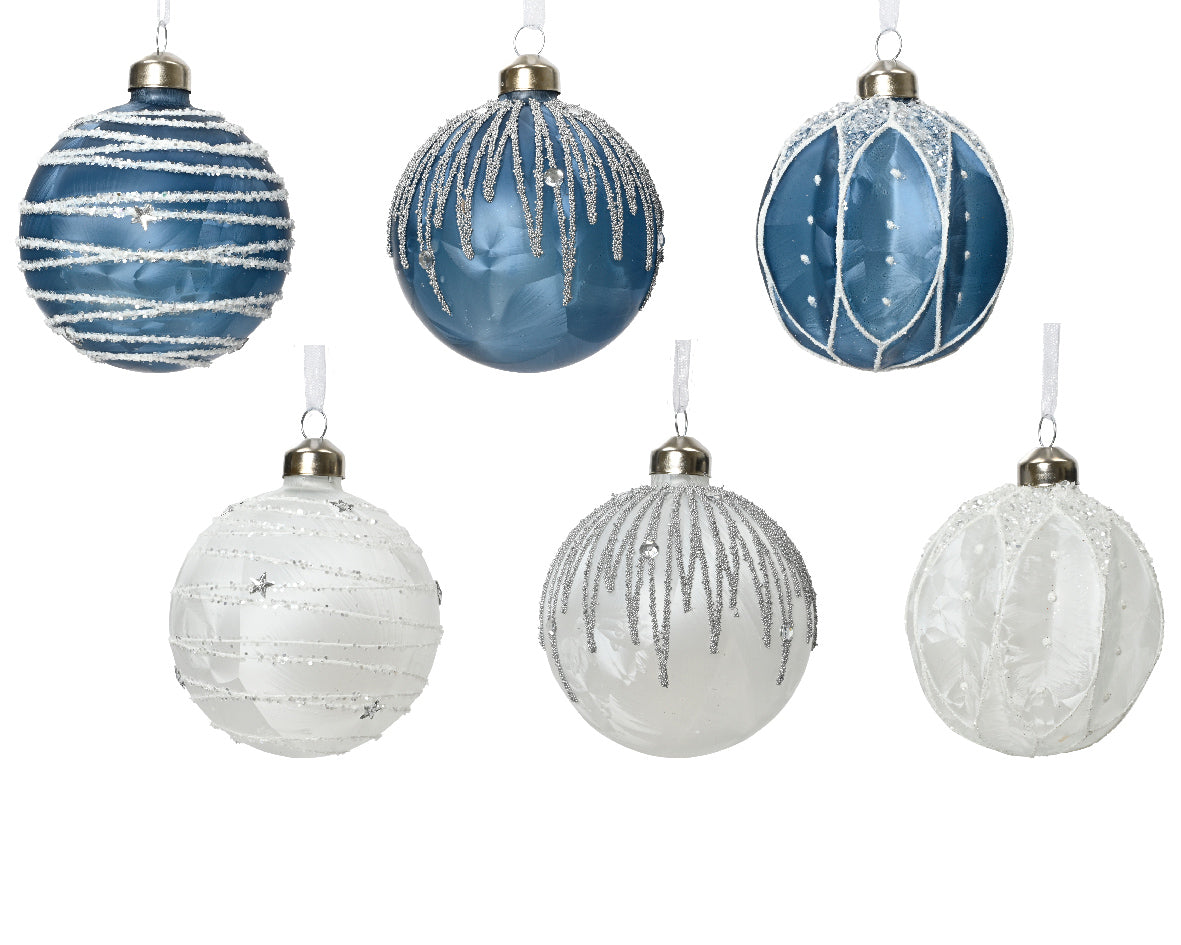 Palla Di Natale Con Decoro Argento 8 Cm 1 Pz