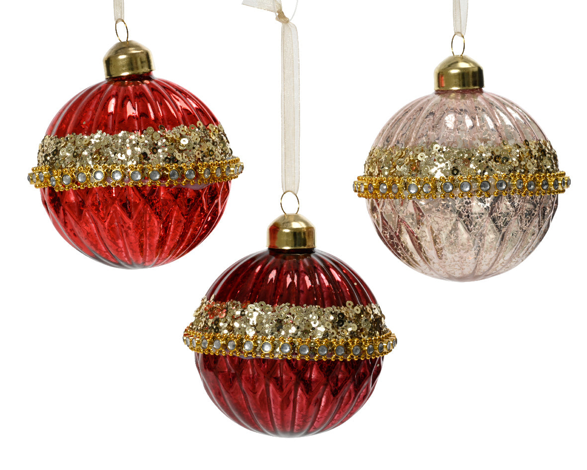 Palla Di Natale Red Con Dettagli Oro 8 Cm 1 Pz