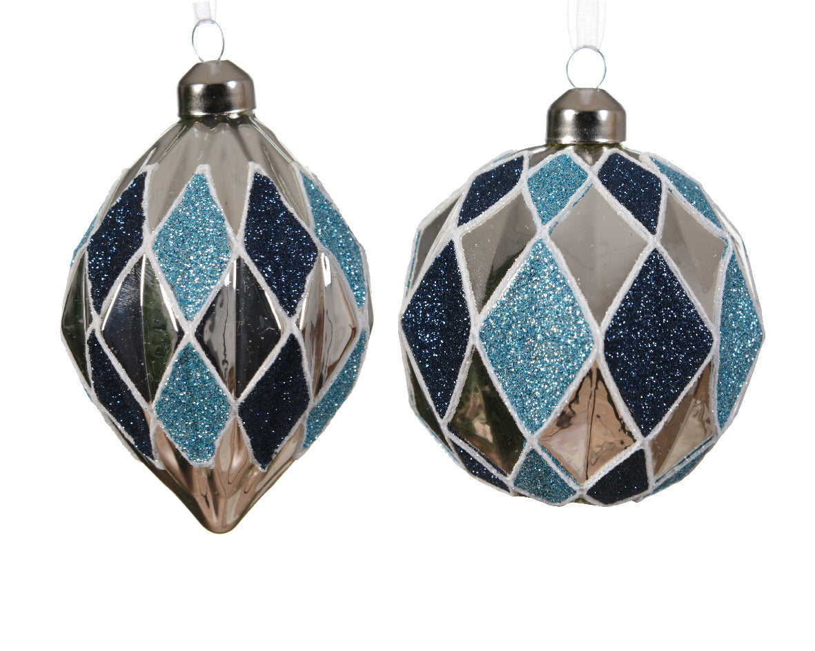 Palla Di Natale Silver Con Rombi 8 Cm 1 Pz