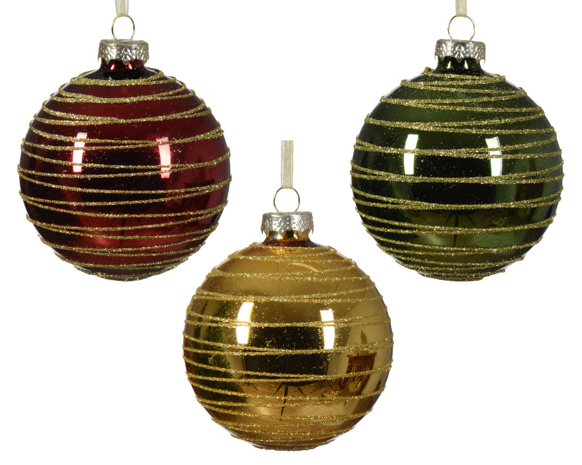 Palla di Natale con glitter oro 8 cm per decorazione albero di Natale - DeMatteis.it