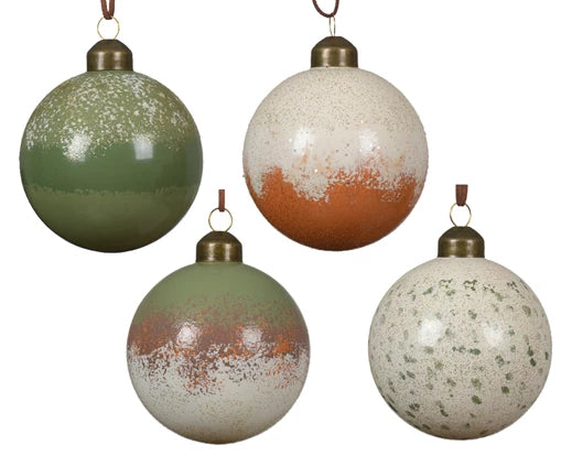 Palla Di Natale Vetro Decoro Opaco 8 Cm 1 Pz