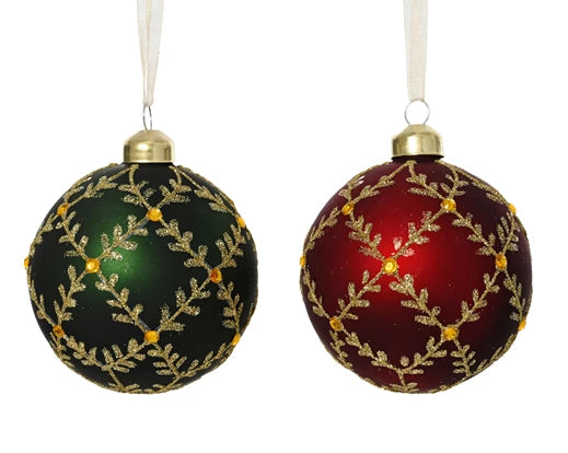 Palla Di Natale Vetro Decoro Gemme 8 Cm 1 Pz