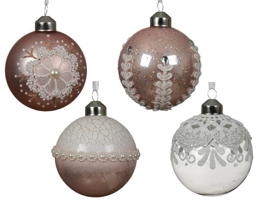 Palla Di Natale Vetro Con Gemme 8 Cm 1 Pz