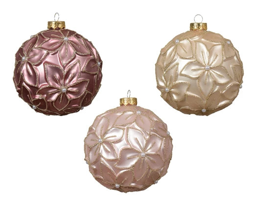 Palla Di Natale Vetro Con Decoro Pearl 12 Cm 1 Pz
