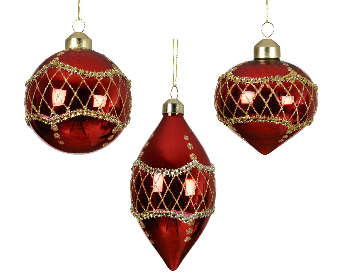 Pendente Christmas Red Decoro Oro 1 Pezzo