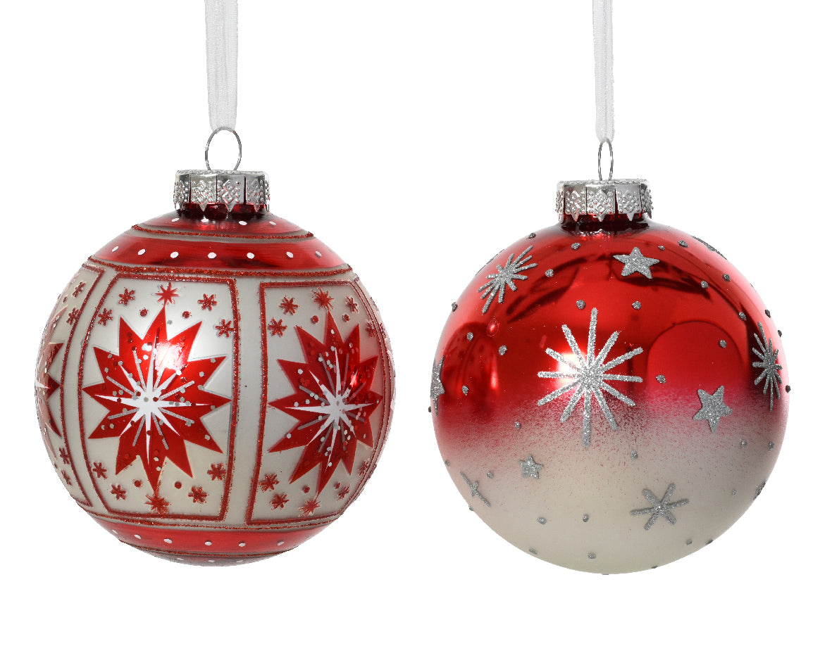Sfera Bianco Rossa D 8 Cm 1 Pezzo