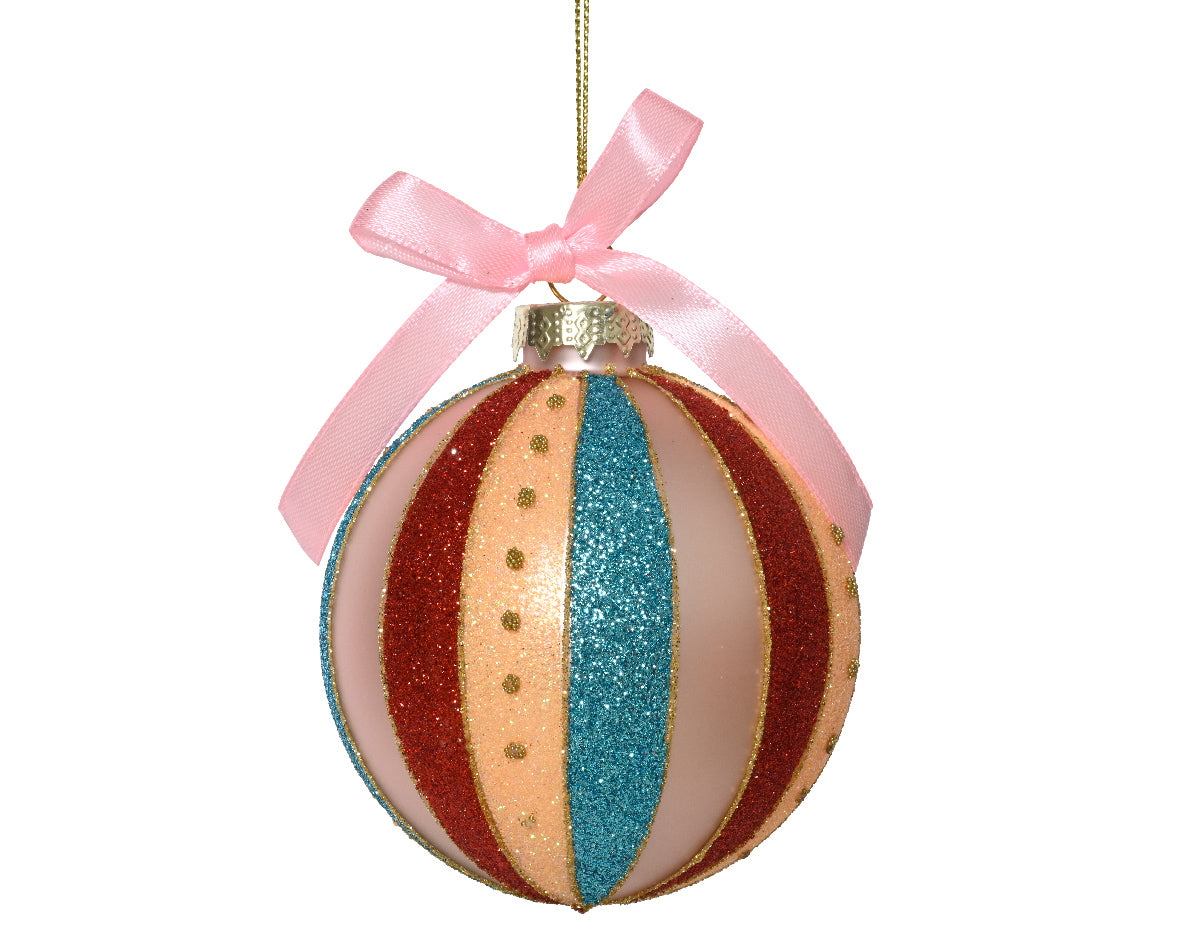 Sfera D 8 Cm Rosa Con Decoro