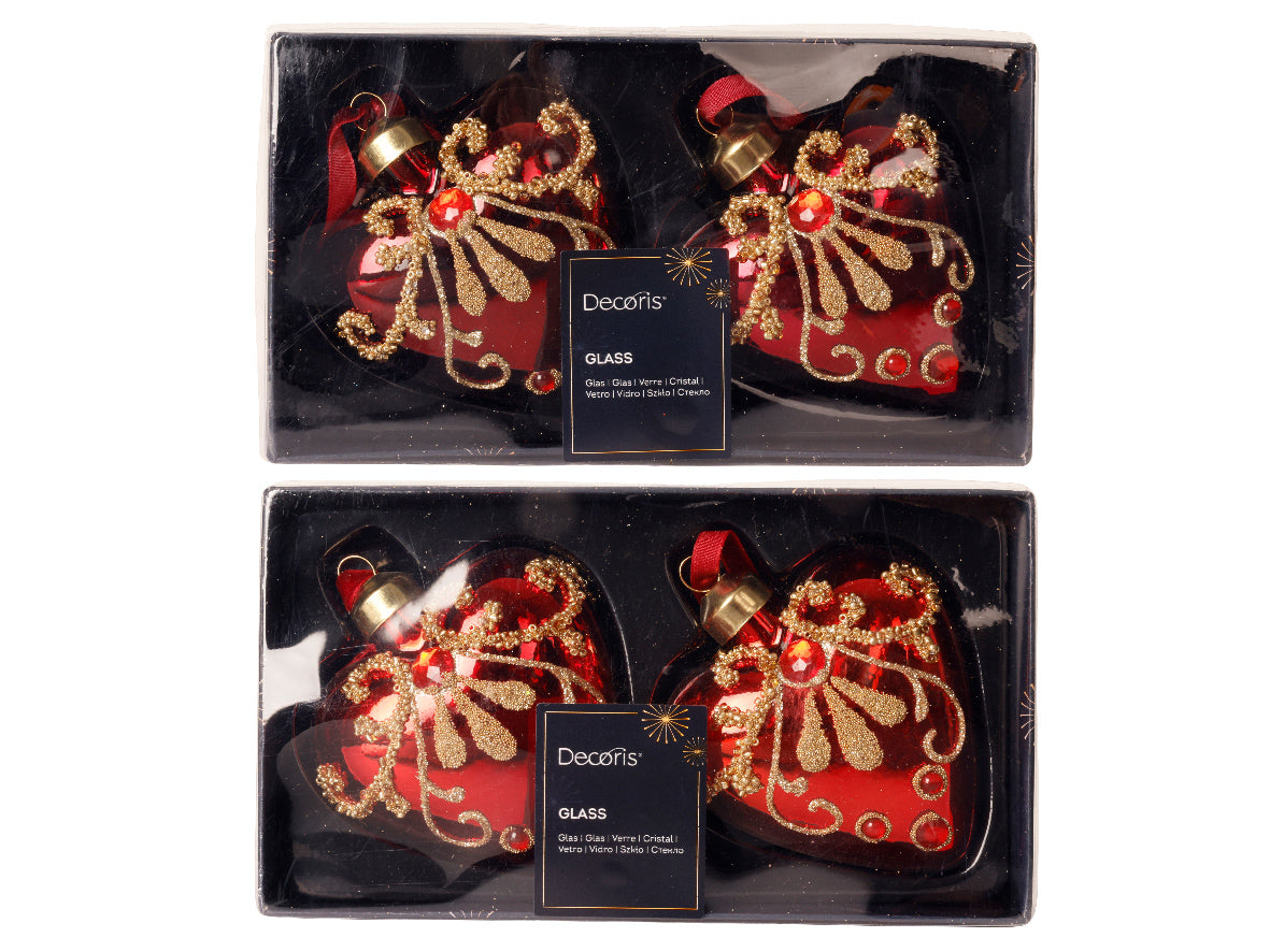 Pendente Cuore Vetro Rosso 8x7x8 Cm 1 Pezzo