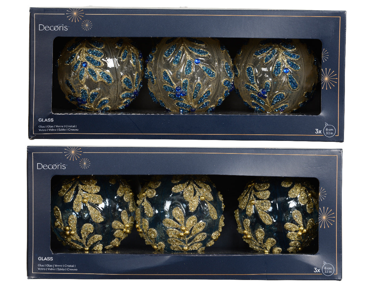Palla Natale Vetro Decoro Oro D 8 Cm 1 Pezzo