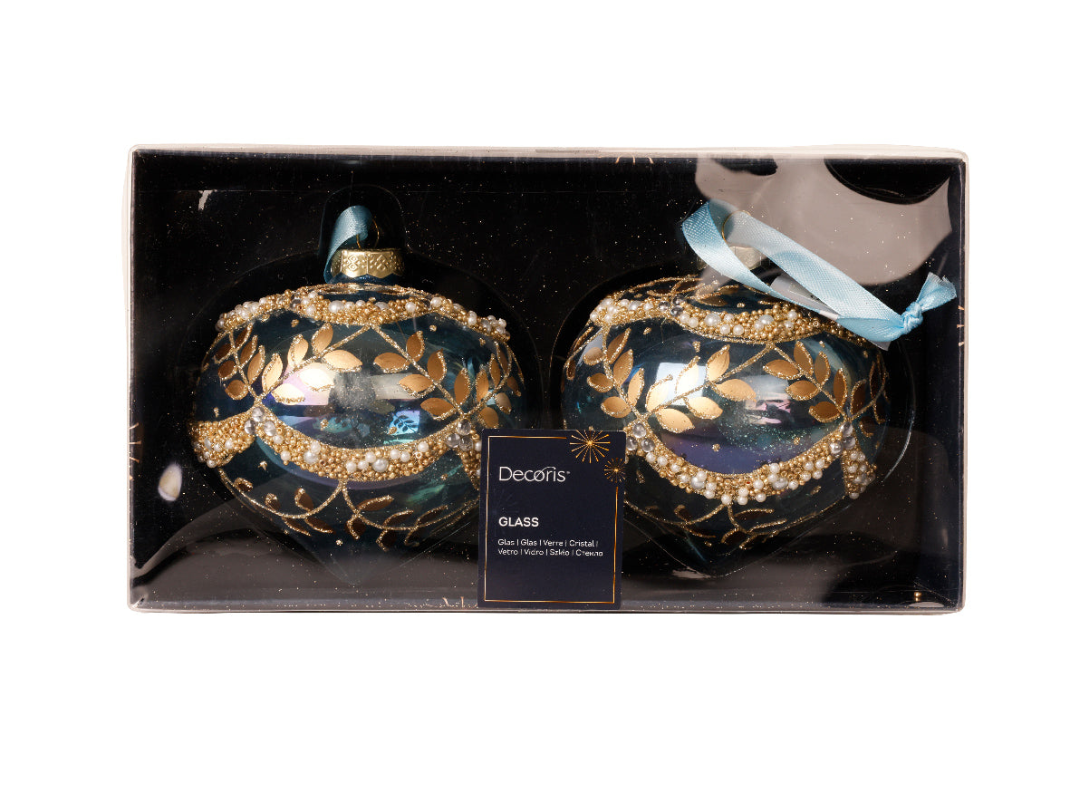 Cipolla Vetro Blu D 10 Cm Decoro Oro
