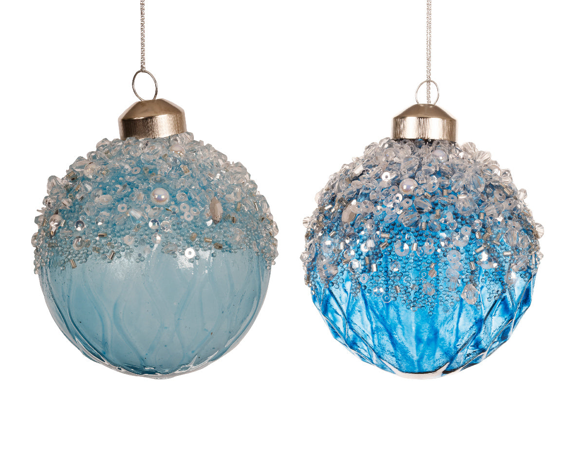 Sfera Vetro Blu Decoro Trasparente D 8 Cm