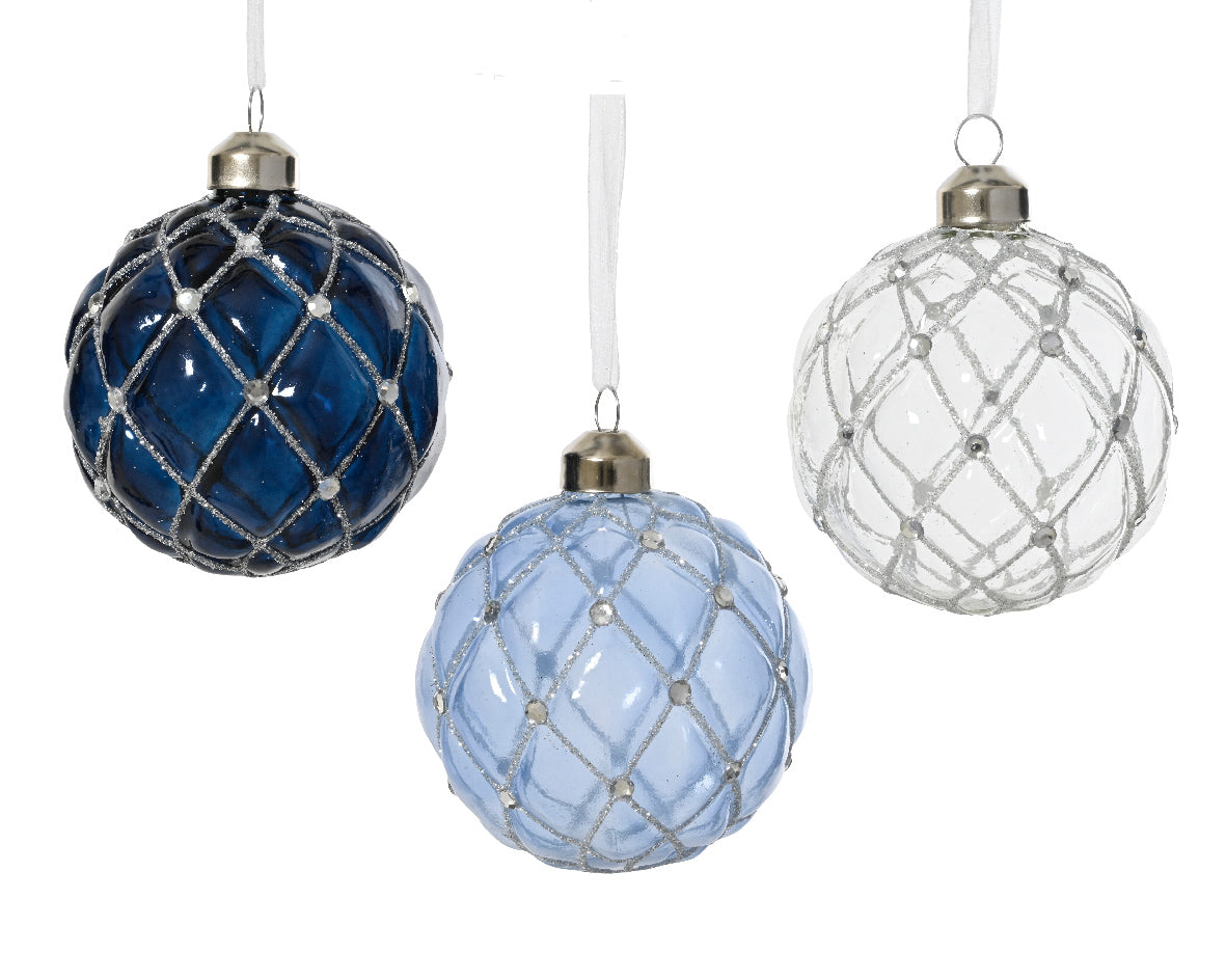Sfera Trasparente Righe Blu D 8  Cm 1 Pezzo