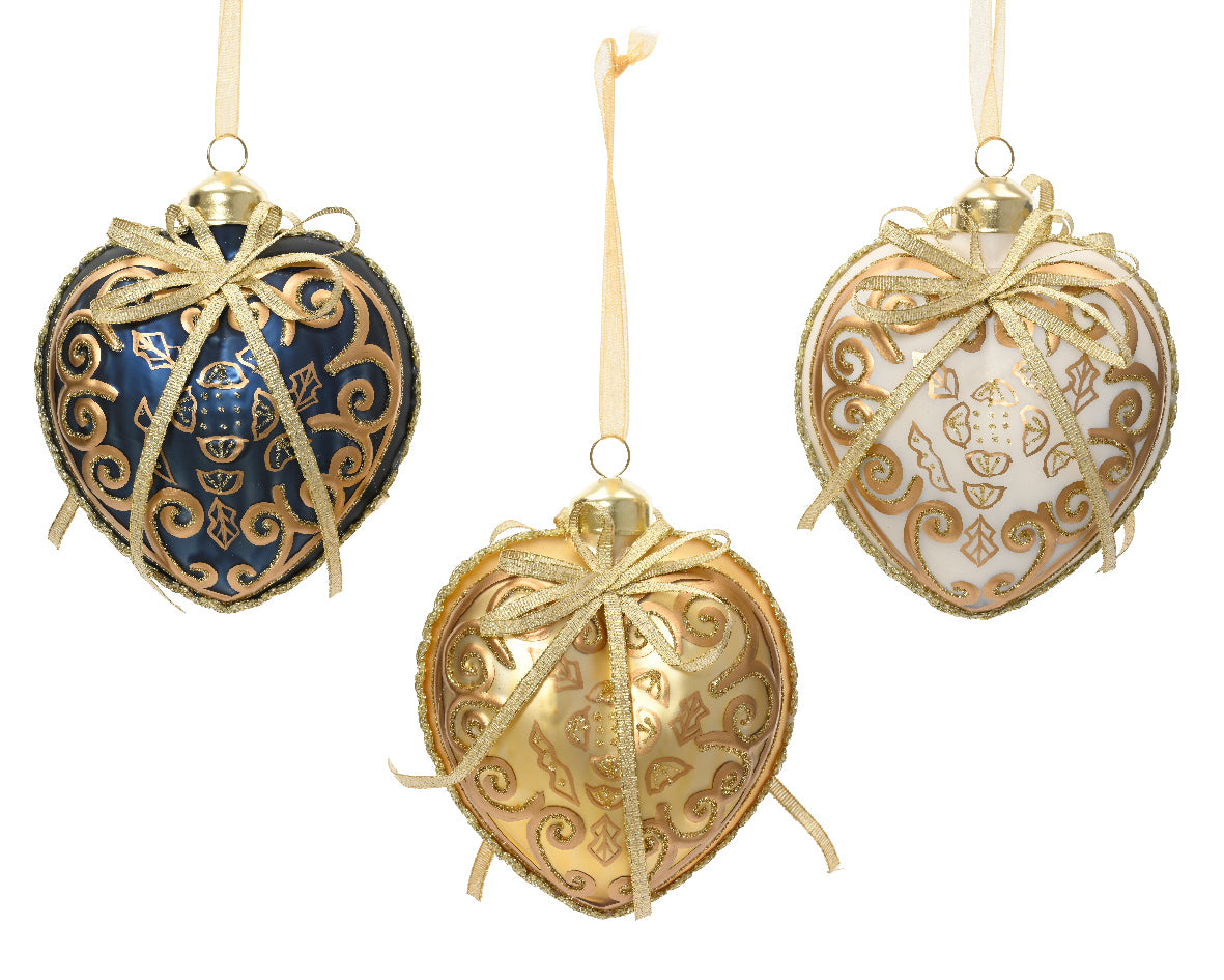 Pendente Cuore Veto Decoro Nastro Oro 9 Cm 1 Pezzo