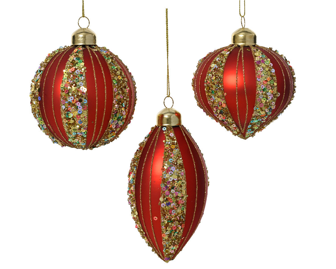 Pendente Rosso Oro Decoro Glitter 8 Cm 1 Pz