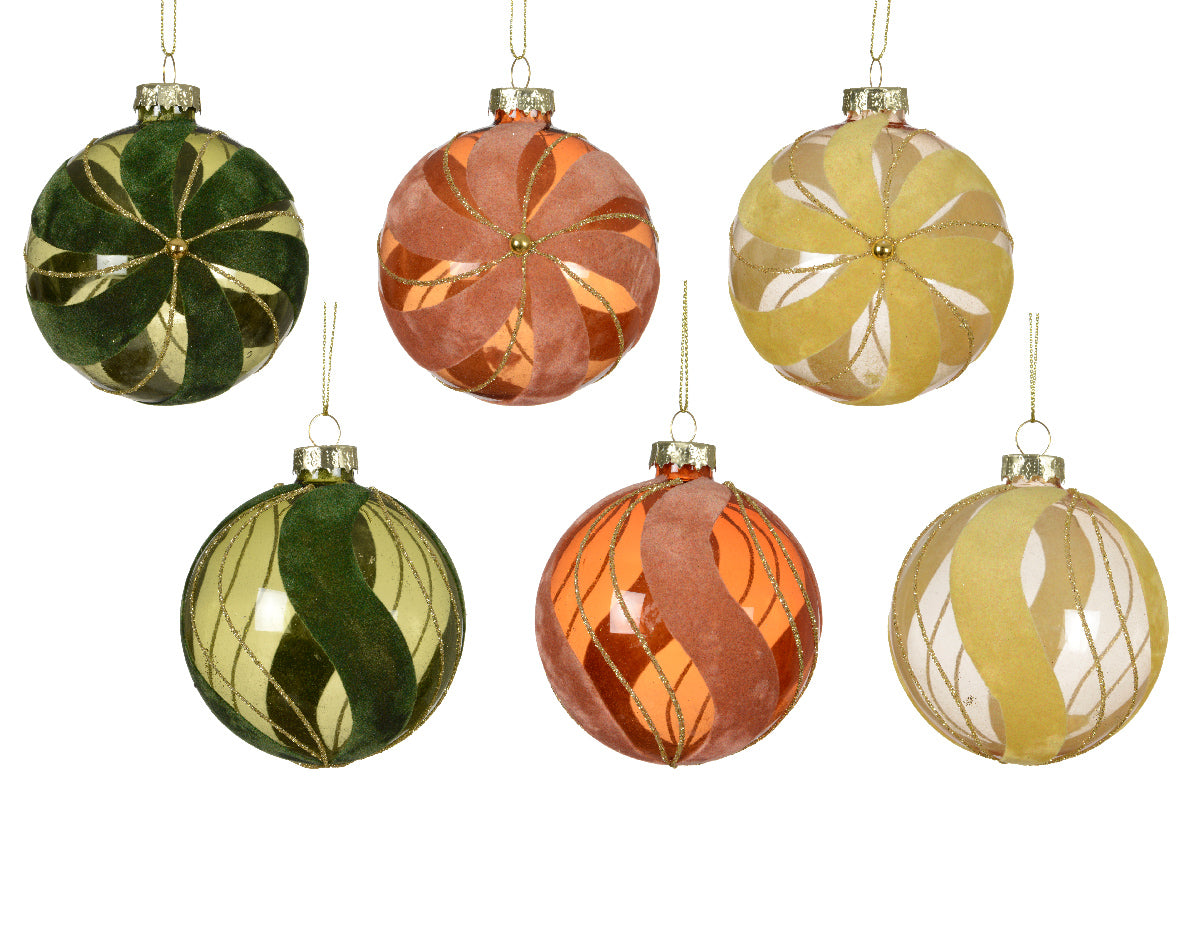 Sfera Vetro Decoro Velluto D 8 Cm 1 Pezzo