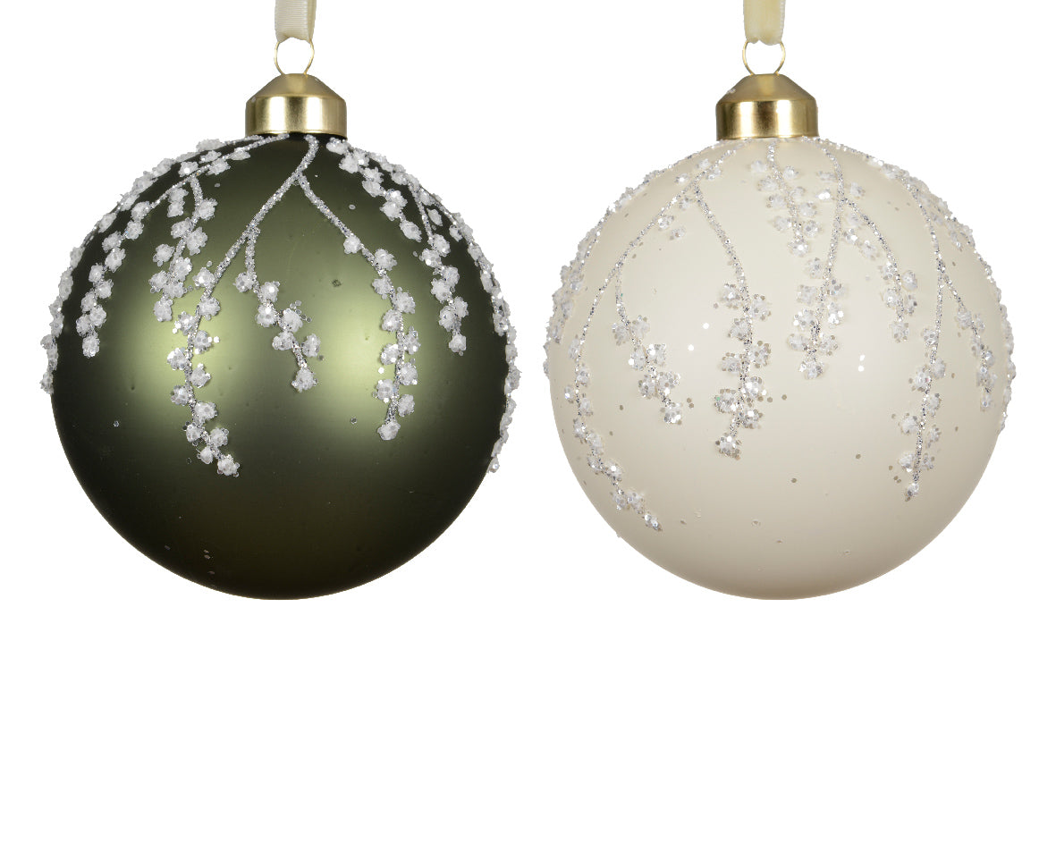 Sfera Vetro Verde Bianco D 10 Cm 1 Pz