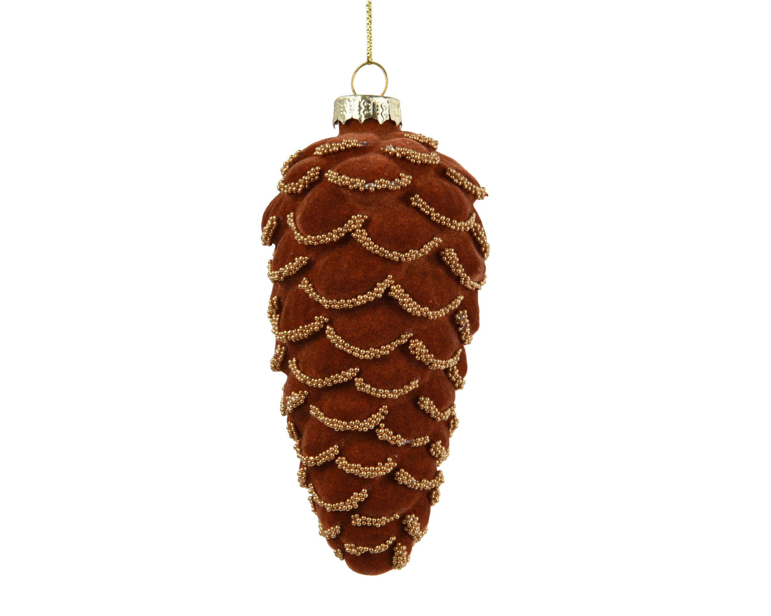 Pendente Pigna Vetro Arancio Oro D 6x13 Cm