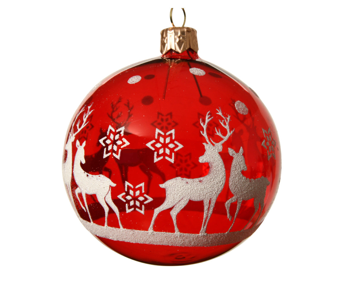 Palla Di Natale Vetro Red Decoro Renne 8 Cm