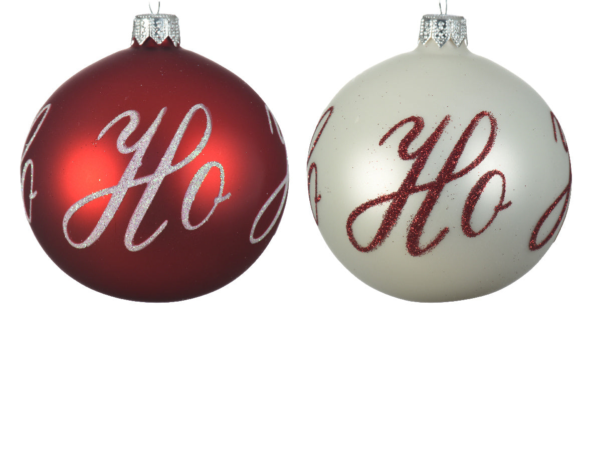 Sfera D 8 Cm Bianco Rossa Ho Ho Ho 1 Pz