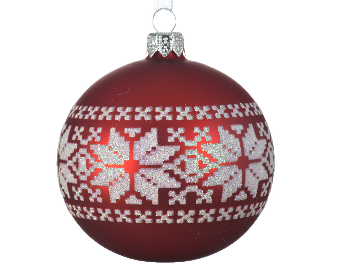 Sfera Vetro Rossa D 8 Cm Decoro Stella Natale