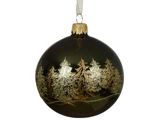 Palla Di Natale Vetro Decoro Alberi Gold 8 Cm