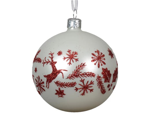 Palla Di Natale Vetro Decoro Natalizio Red 8 Cm