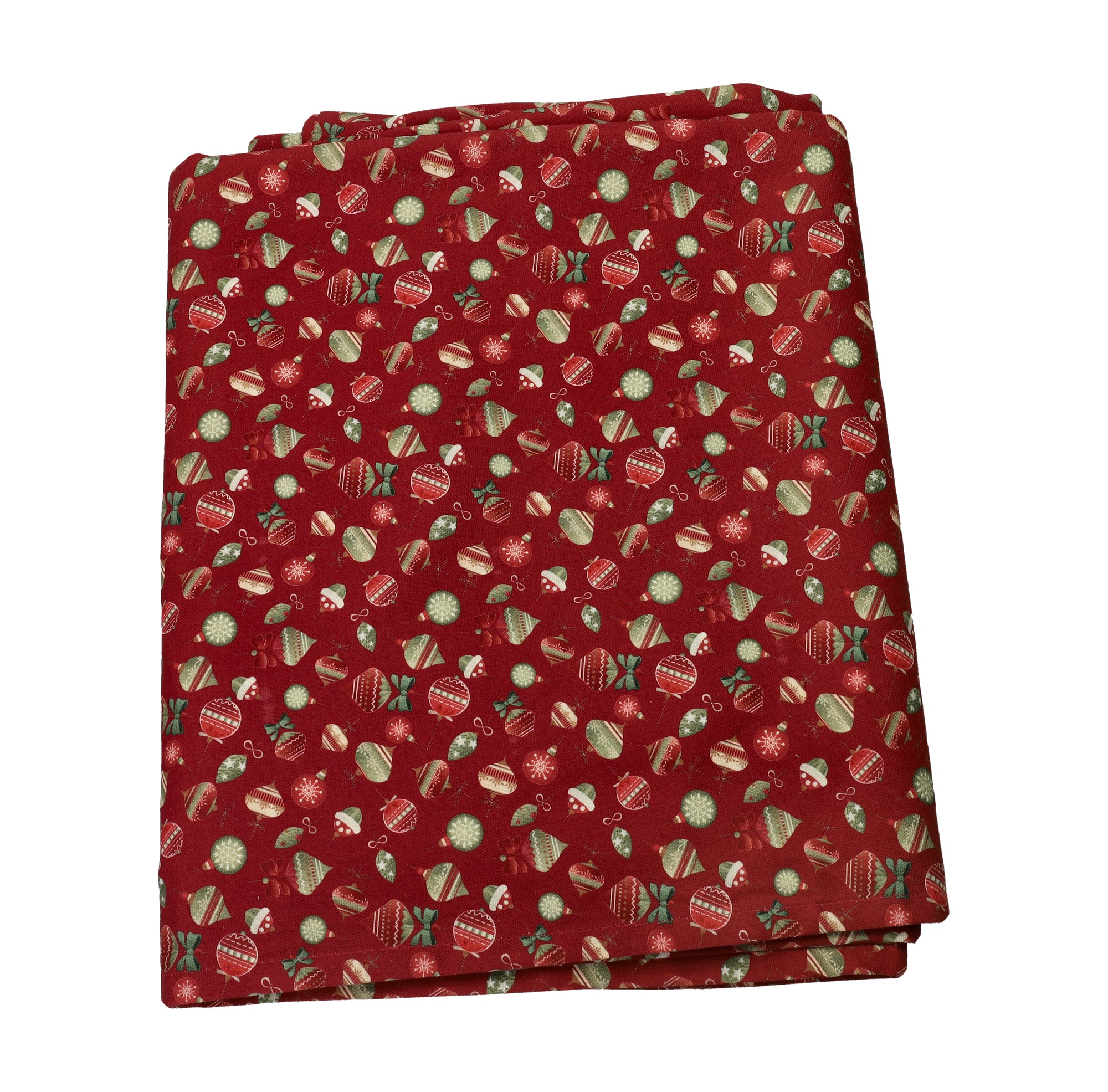 Brandani, Tovaglia Micro Rosso 140x180 cm con stampa di palline e decorazioni natalizie, in tessuto per la tavola delle feste - DeMatteis.it