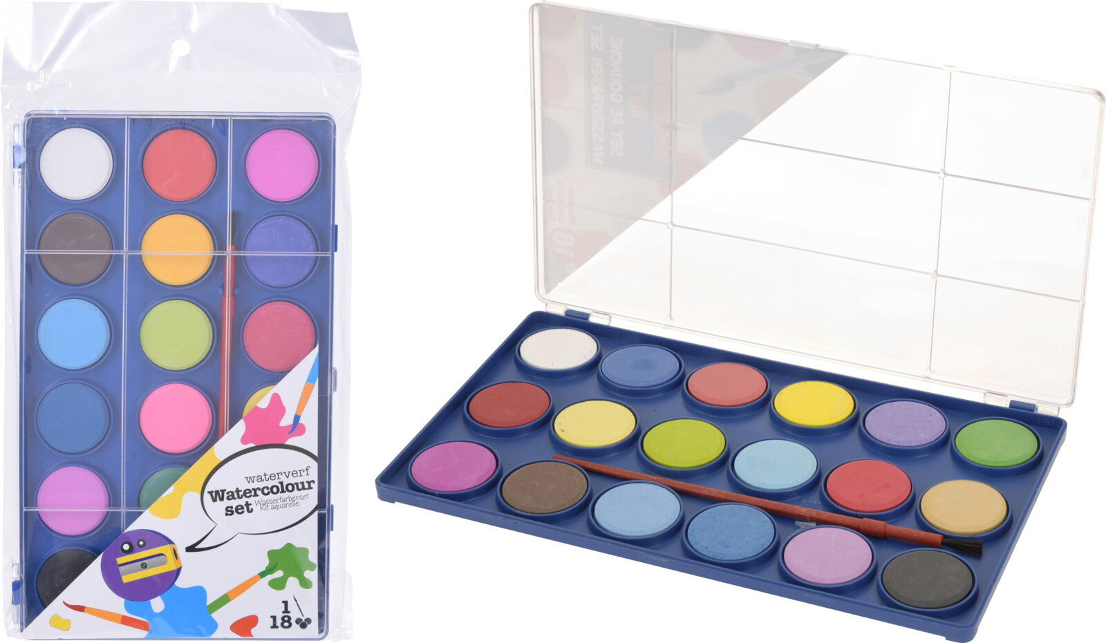 Kit Acquarelli 18 Colori Per Bambini