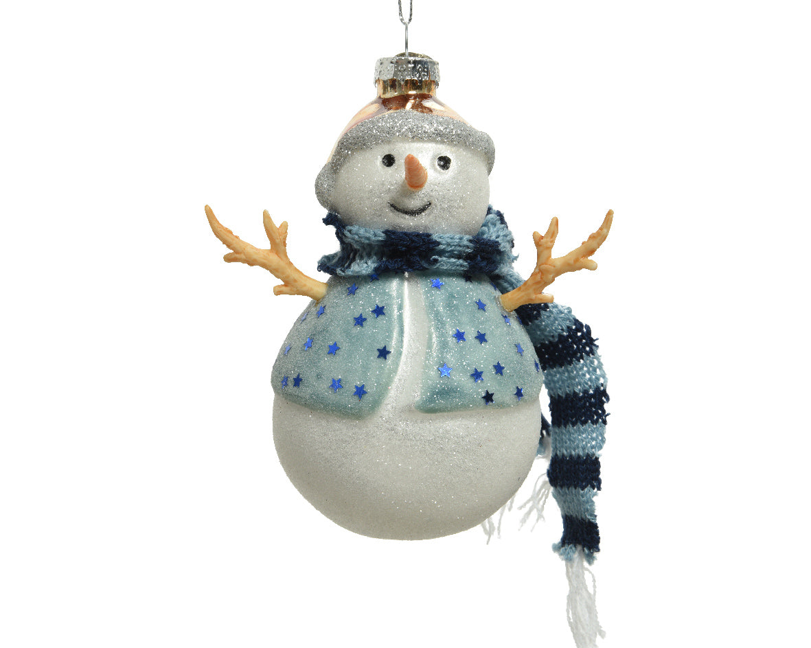 Pendente Pupazzo Neve Bianco Blu 9x8x13 Cm