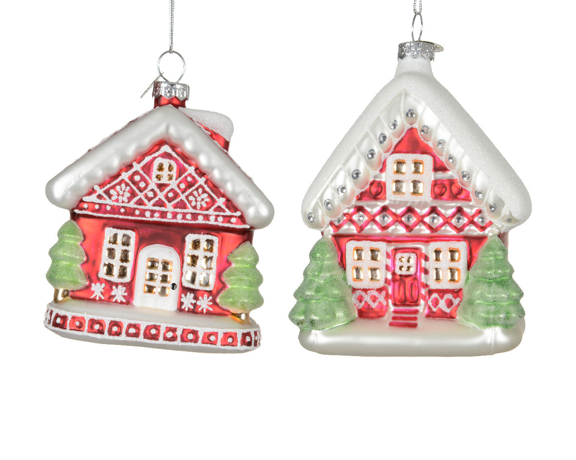 Pendente Casetta Innevata Vetro 8x7x9 Cm 1 Pz