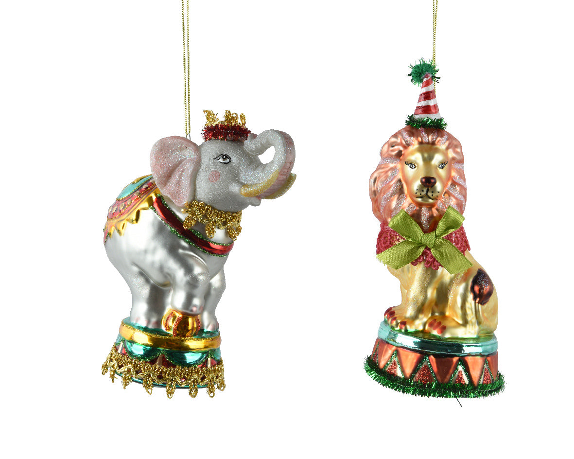 Pendente Animale Circo Vetro 10x6x13 Cm  1 Pz