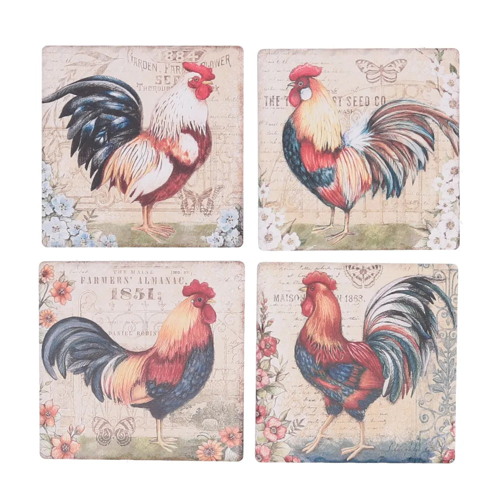 Set 4 Sottobicchiere Ceramica Gallo 10,8x10,8 Cm