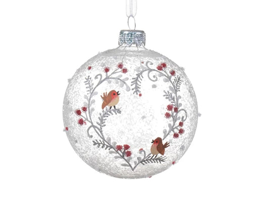 Palla Di Natale Vetro Trasparente Cuore 8 Cm