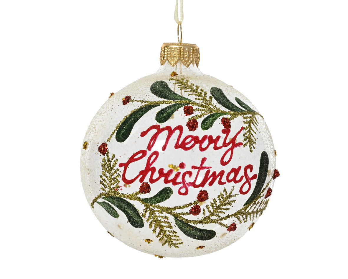 Sfera Merry Christmas Verde D 8 Cm