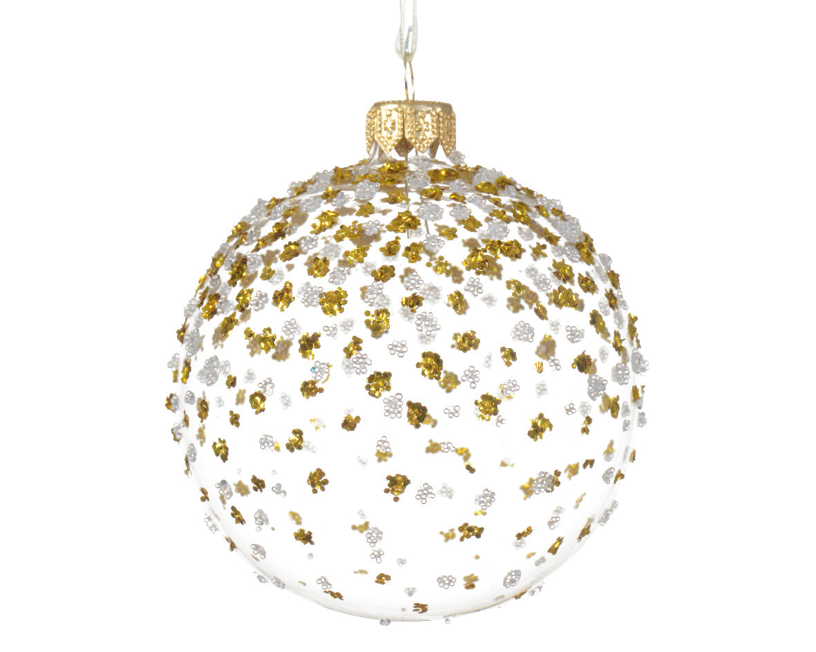Palla Di Natale Trasparente Con Dettagli Oro 8 Cm 1 Pz