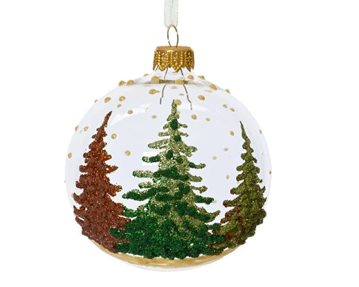 Palla Di Natale Vetro Trasparente Decoro Alberi 8 Cm