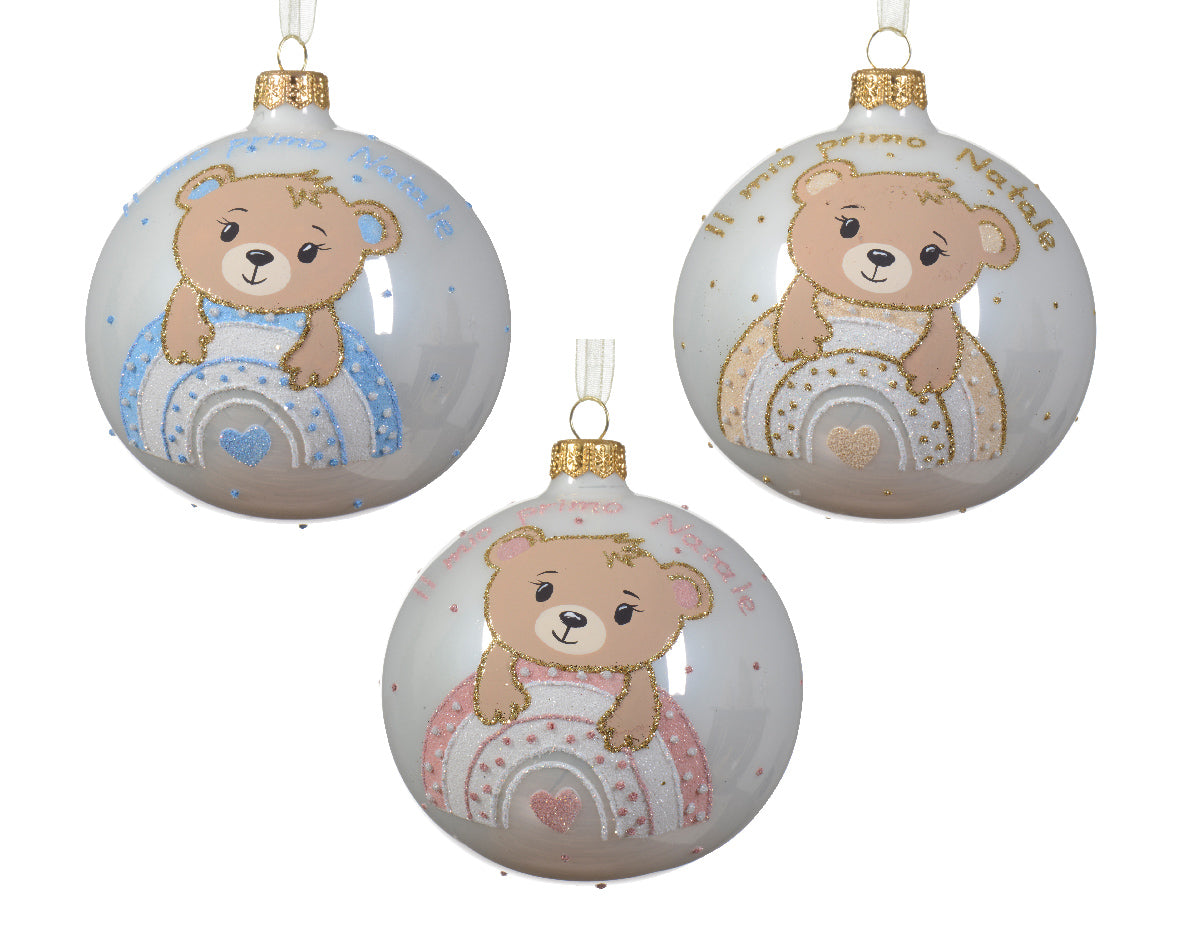 Pallina Il Mio Primo Natale decorazione natalizia da 10 cm con orsetto per albero - DeMatteis.it