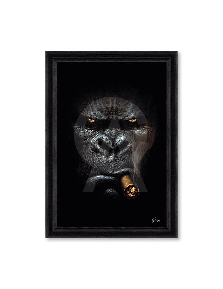 Quadro King Kong Con Sigaro 80x120 Cm  Cornice Nera