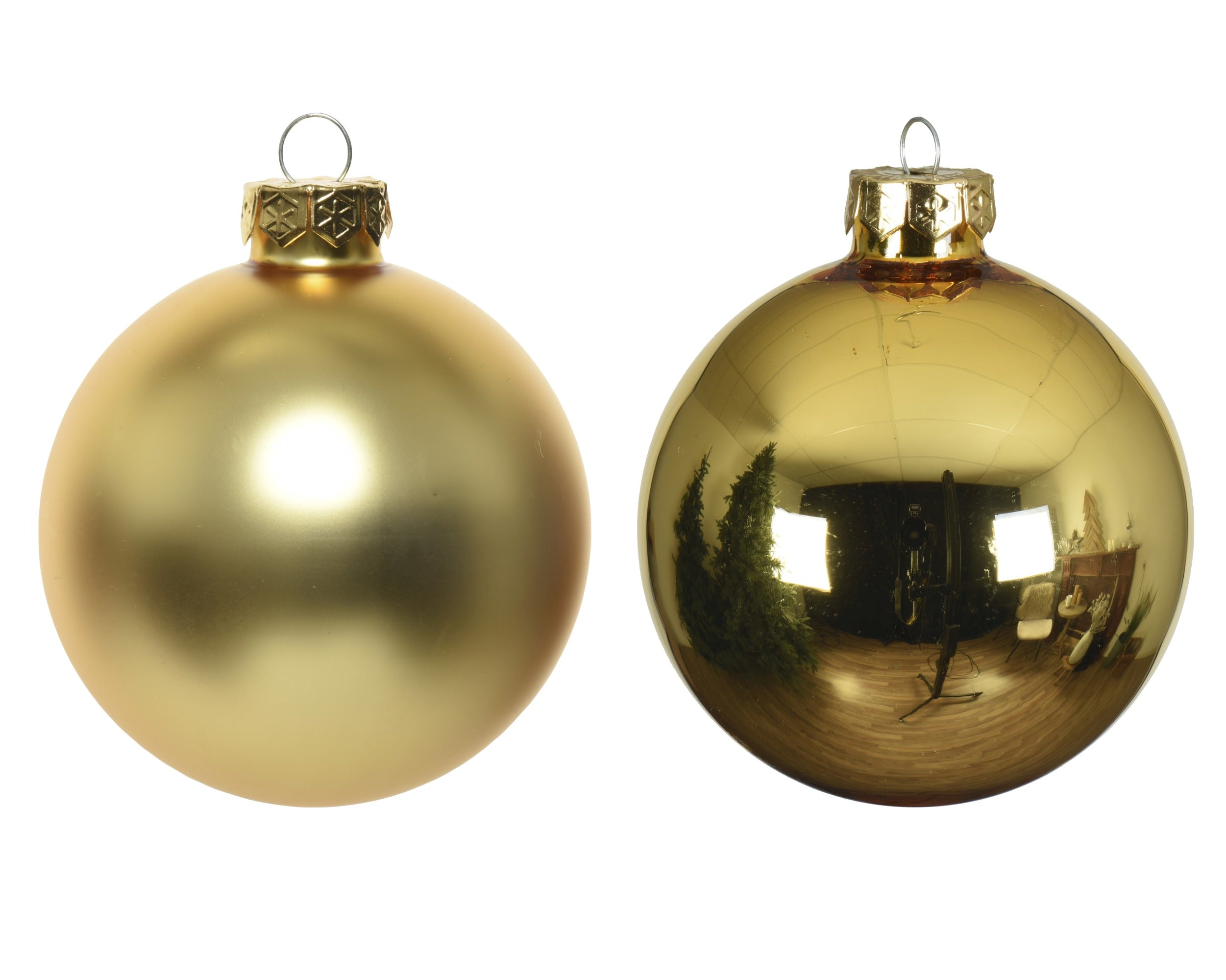 Box 6 Palline di Natale Vetro D 8 Cm Oro