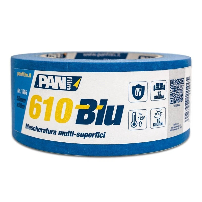 Panfilm, Nastro Perfect Mask Blu 25 mm x 50mt per mascheratura multi-superfici, adesivo professionale per verniciatura e isolamento - DeMatteis.it